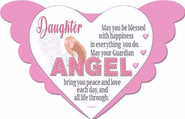 Sensations Daughter Angel Heart Design Plaque in Multicolour, White and Pink