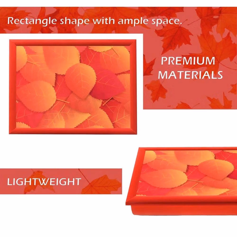 FLAVORA Red Wooden Lap Tray with Soft Padded Bean Bag – 3