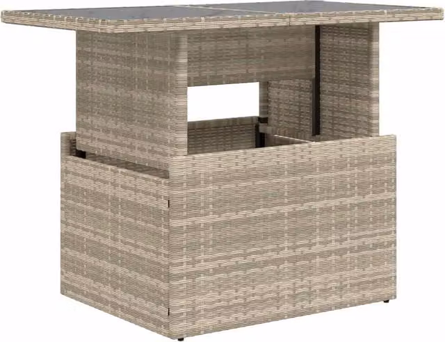 Berkfield Home Rectangular Garden Table with Glass Top in Light Grey, W/D/H: 100 x 55 x 73 cm – 1