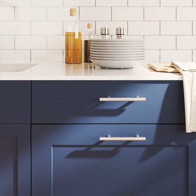 Berkfield Home 10 pack of silver brushed stainless steel bar cabinet handles, 96 mm