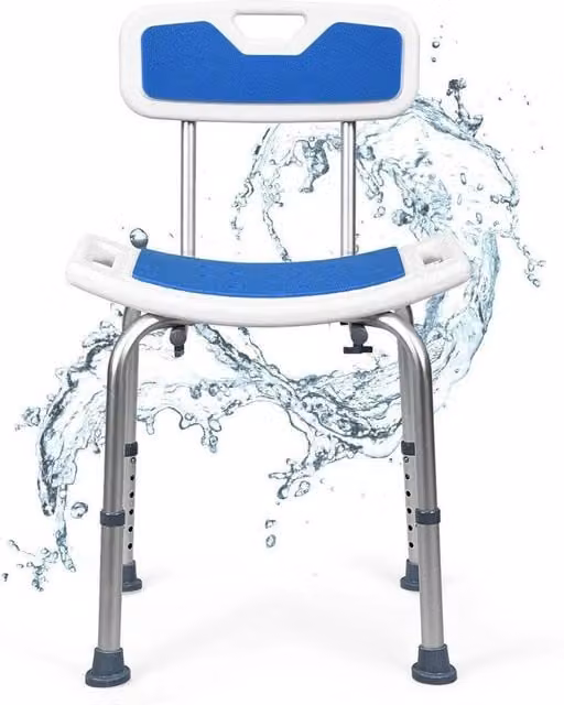 Kelvenix Adjustable Round Blue Shower Stool and Bath Chair