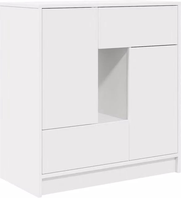 Berkfield Home Modern White Sideboard with Drawers and Doors W/D/H: 70.5 x 34 x 74.5 cm