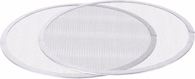 Argon Tableware Set of 2 Non-Stick Aluminium Mesh Pizza Trays, Silver, Diameter: 36 cm