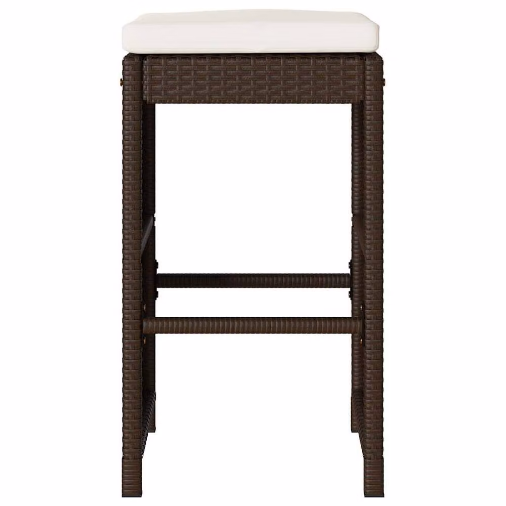 Berkfield Home Set of 4 Brown Poly Rattan Garden Bar Stools with Cushions – 4