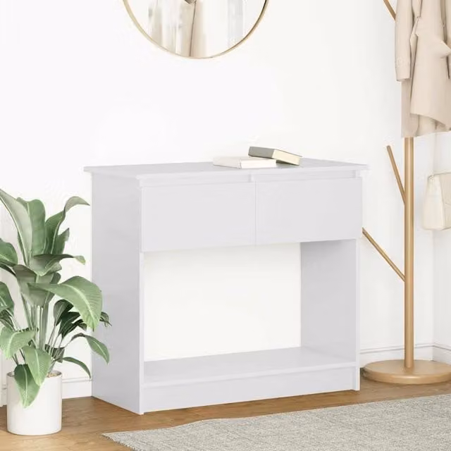 Berkfield Home Modern White Console Table with Drawers W: 85.5 cm, D: 38.5 cm, H: 74.5 cm