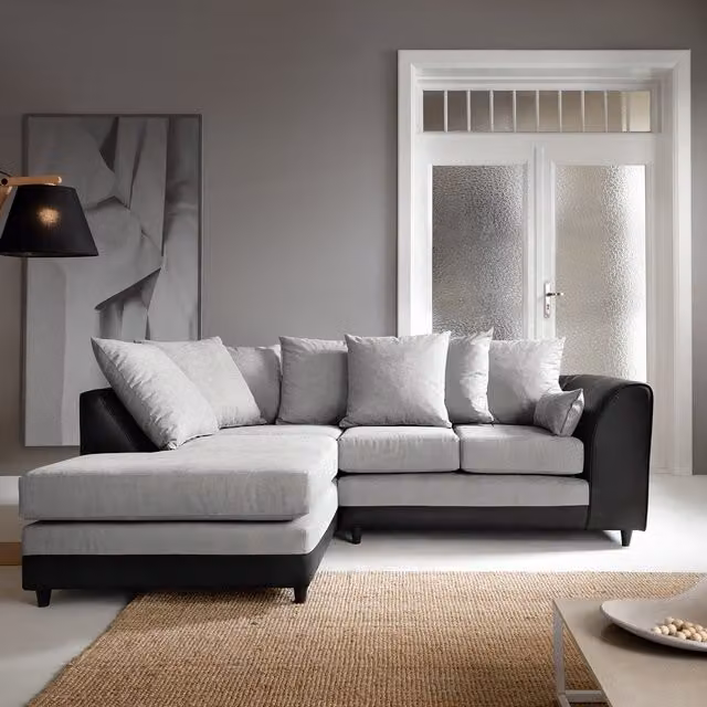 Abakus Direct Dylan Left-Hand Corner Sofa in Light Grey Fabric