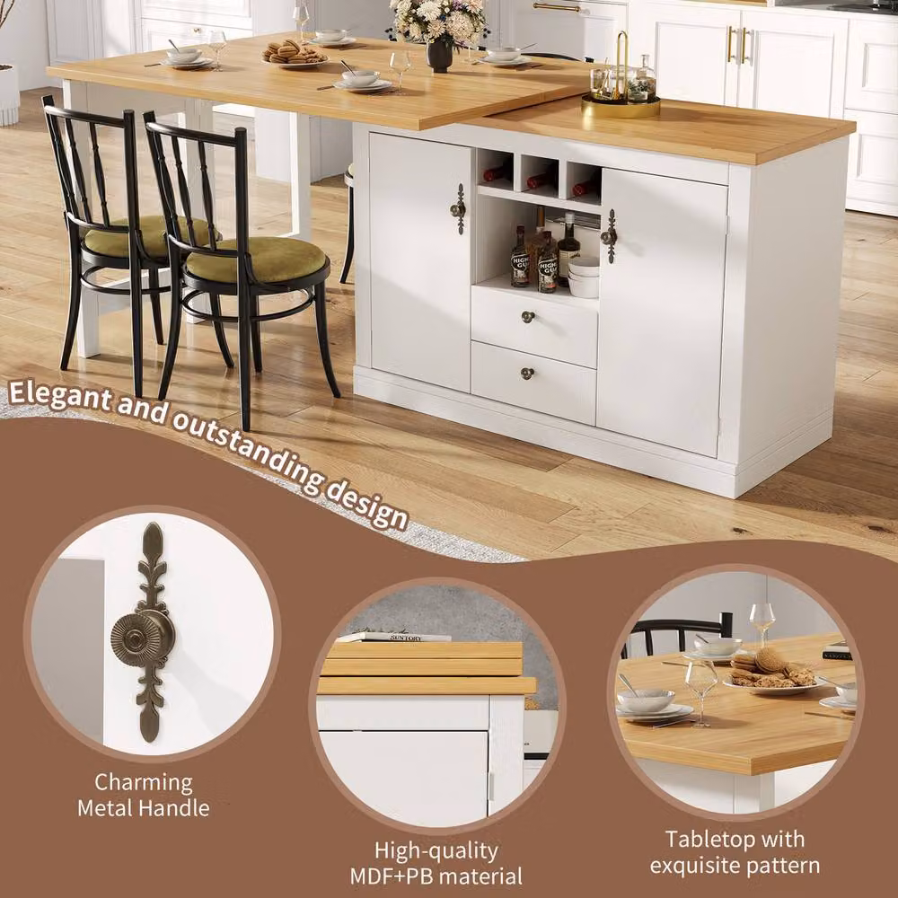 Rolipo Extendable 360 Swivel Bar Table with Storage, White – 2