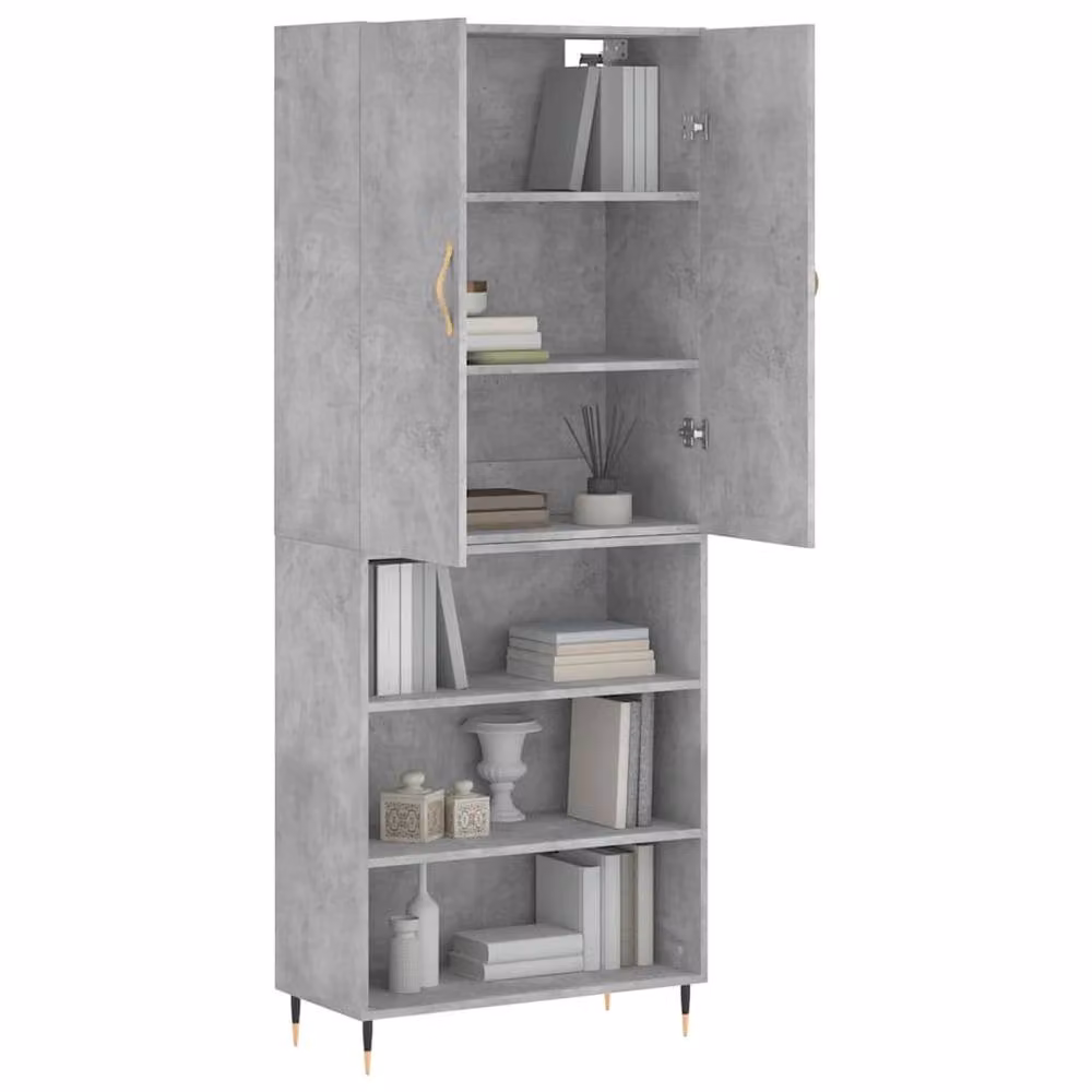 Berkfield Home Modern Highboard in Concrete Grey, W/D/H: 69.5 x 34 x 180 cm – 2