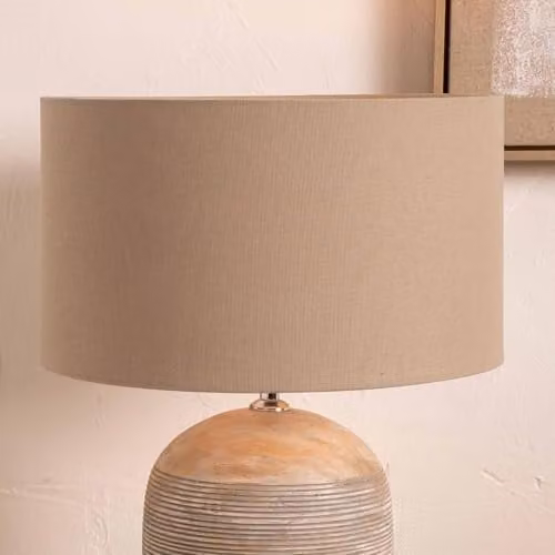 Pacific Lifestyle Ruma Cylinder Cotton Lampshade in Beige and Brown, Diameter: 30.48 cm – 1