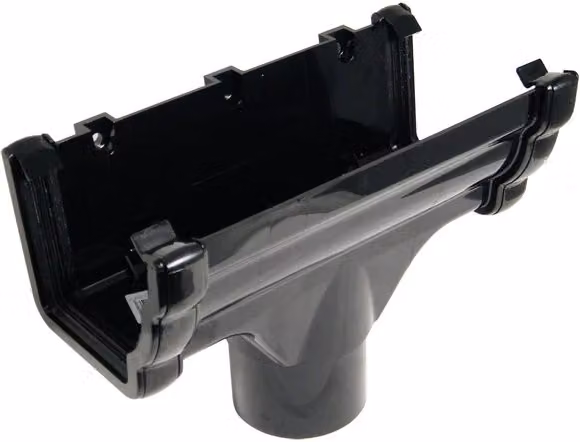 FloPlast Ogee Gutter Running Outlet for 80mm Downpipe, Black