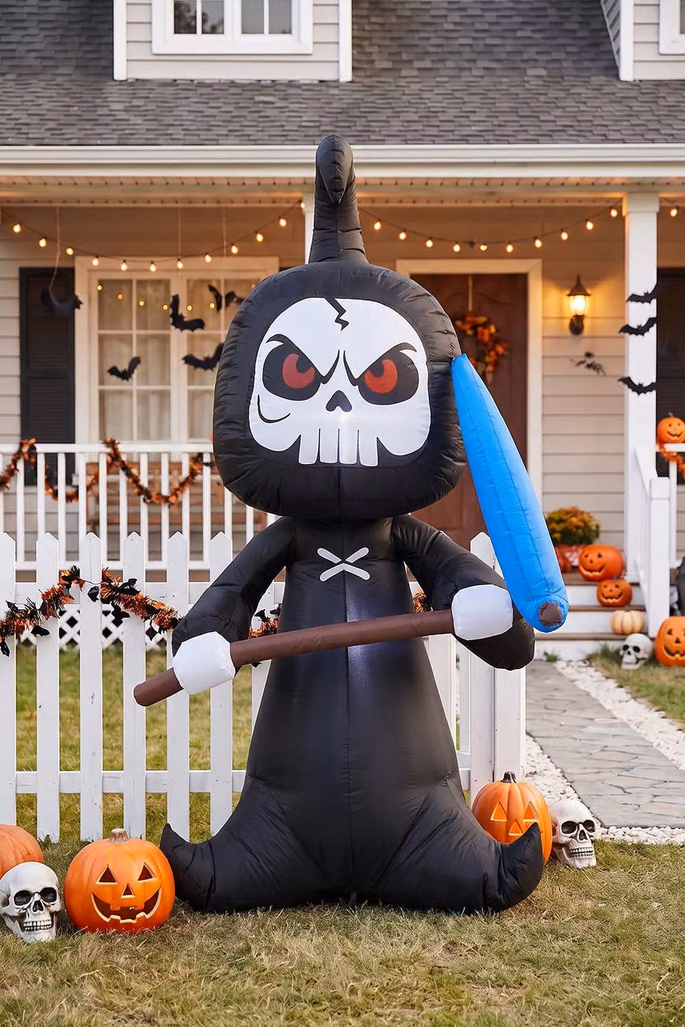 Living and Home 6.6ft Halloween Inflatable Grim Reaper Decoration with Built-in Lights in Black – 2