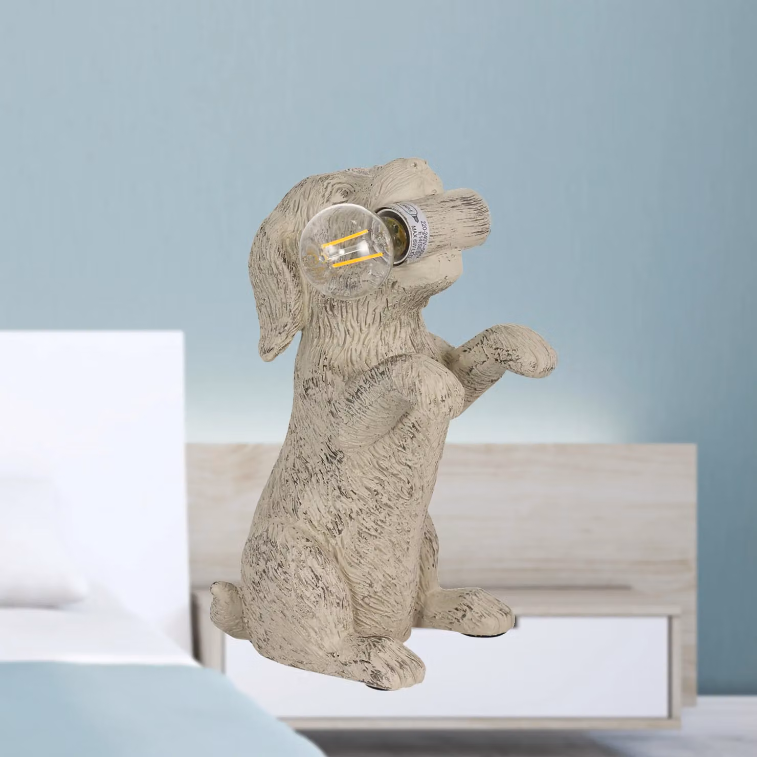 First Choice Lighting Rufus Natural Dog Table Lamp in Brown and Beige – 2