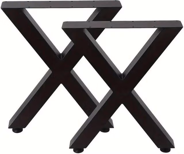 EONLION Set of 2 Industrial Metal X Shape Table Legs in Black, W/D/H: 50 x 70 cm – 1