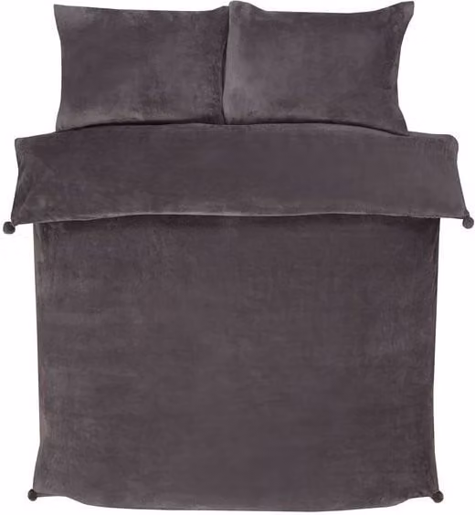 Rapport Home Pom Pom Teddy Fleece Sherpa Duvet Cover and Pillowcase Set in Grey – 1