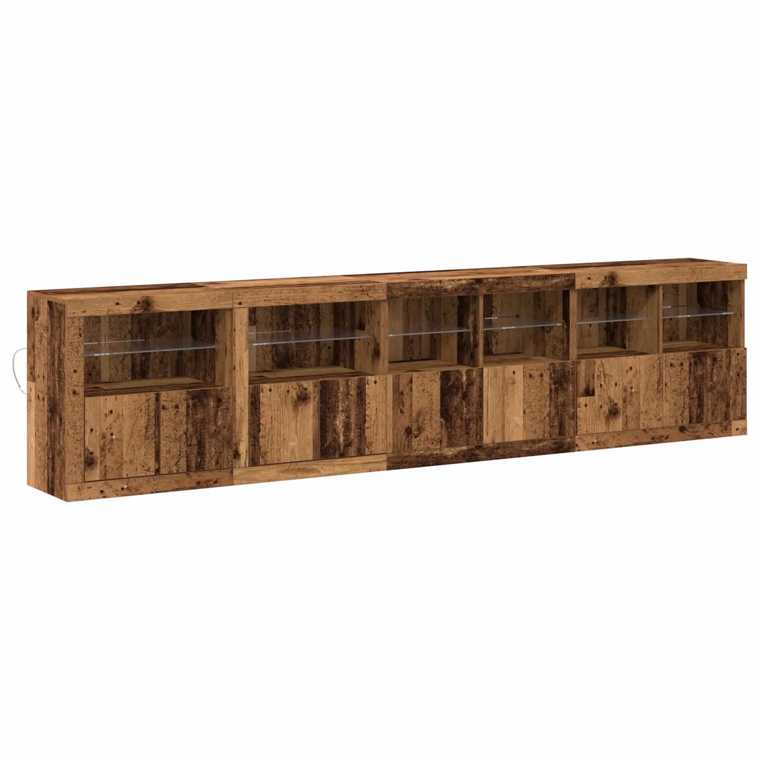 Berkfield Home Rustic Brown Sideboard with Integrated LED Lights, W/D/H: 283 x 37 x 67 cm – 2