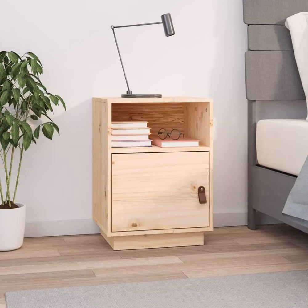 Berkfield Home Rustic Solid Wood Pine Bedside Cabinet in Beige, W/D/H: 40 x 34 x 55 cm – 2