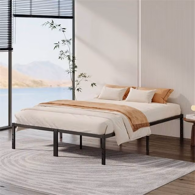 Nordara Black Metal Bed Frame, W/D/H: 190 x 90 x 35 cm