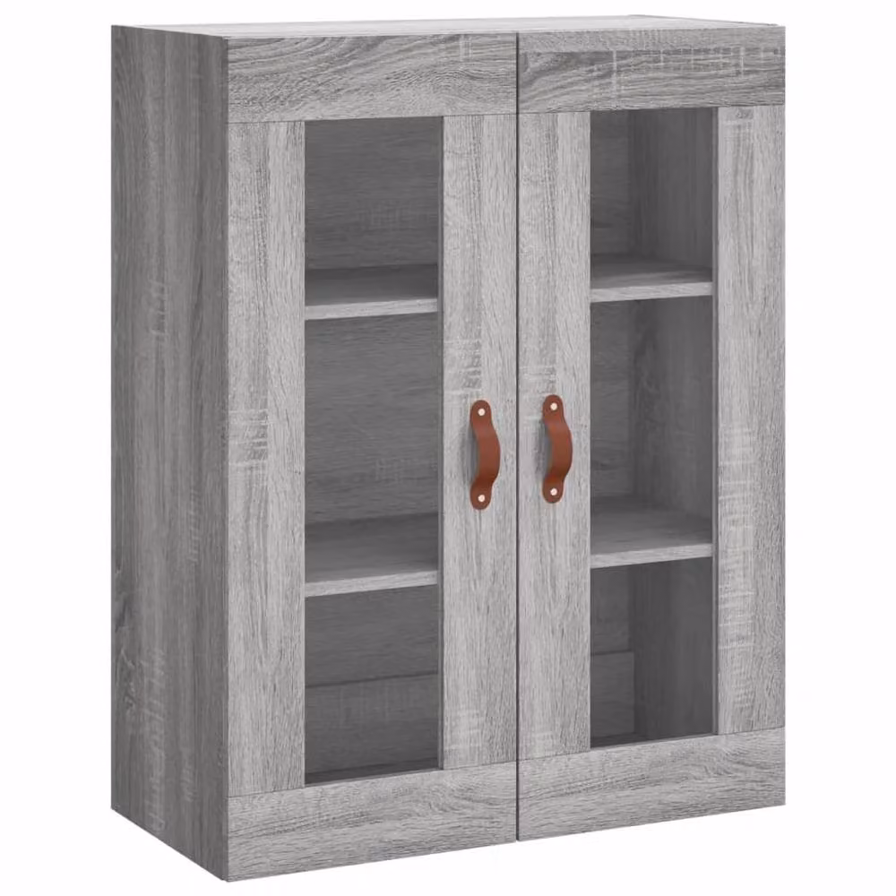 Berkfield Home Wall Mounted Cabinet in Grey with Glass Doors, W/D/H: 69.5 x 34 x 90 cm – 3