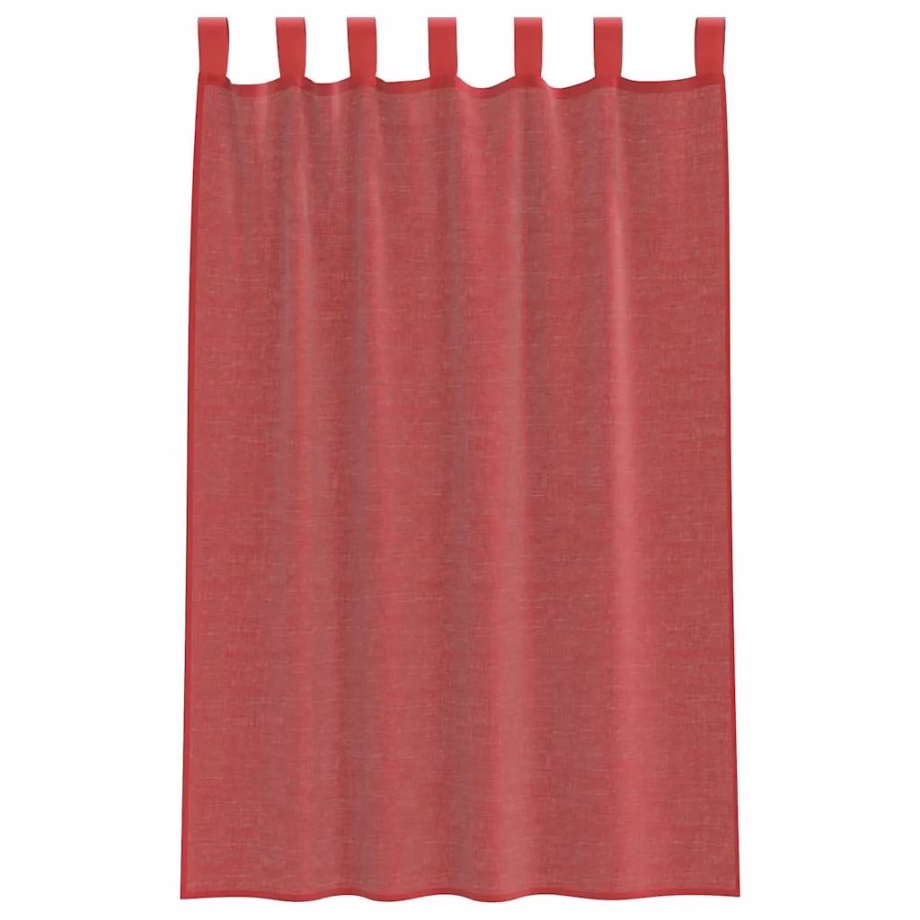 Berkfield Home Red Transparent Voile Curtains with Rod Pockets, 2 Pack, H 175 cm x W 140 cm – 3