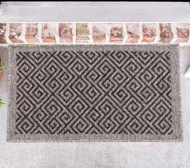 Desire Rugs Modern Geometric Machine Woven Indoor-Outdoor Rug, Grey, W: 50 cm x L: 80 cm