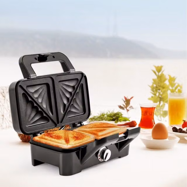 Costway 3 in 1 Sandwich Maker with Removable Plates, Black