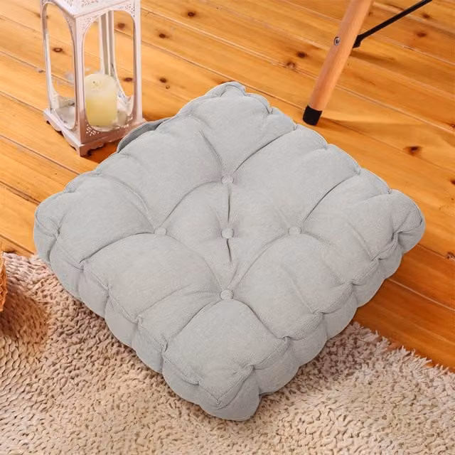Livingandhome Grey Square Garden Chair Cushion with Carry Handle