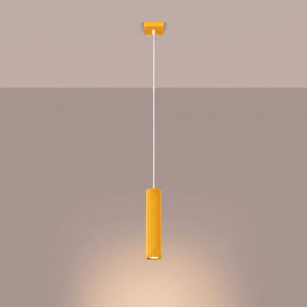Sollux Lighting minimalist cylinder pendant lamp in yellow, W/D/H: 118 x 8 x 8 cm – 2