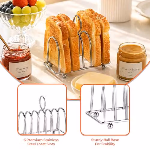 Innoteck Silver Stainless Steel Toast Rack for 6 Slices with Carry Handle – 2