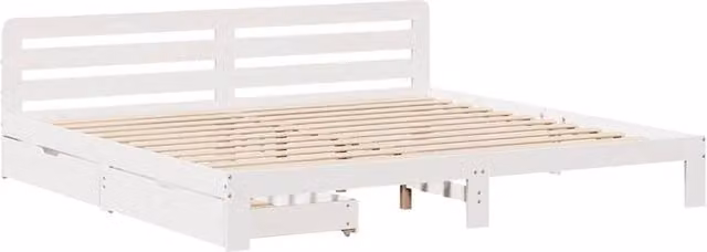 Berkfield Home Decorative Super King Bed Frame with Drawers, White Solid Pine Wood, W/D/H: 180 x 200 x 65.5 cm