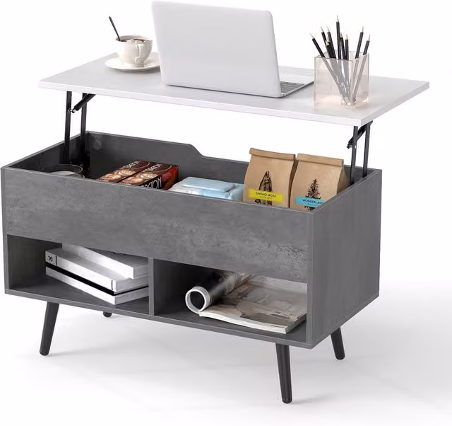 COSTWAY Mid-Century Grey Lift Top Accent Table