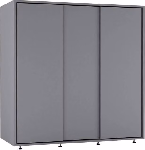 FORGEVIO Modern Grey Freestanding Wardrobe with Sliding Doors and Hanging Rail for Bedrooms and Childrens Rooms W/D/H: 120 x 51.5 x 120 cm