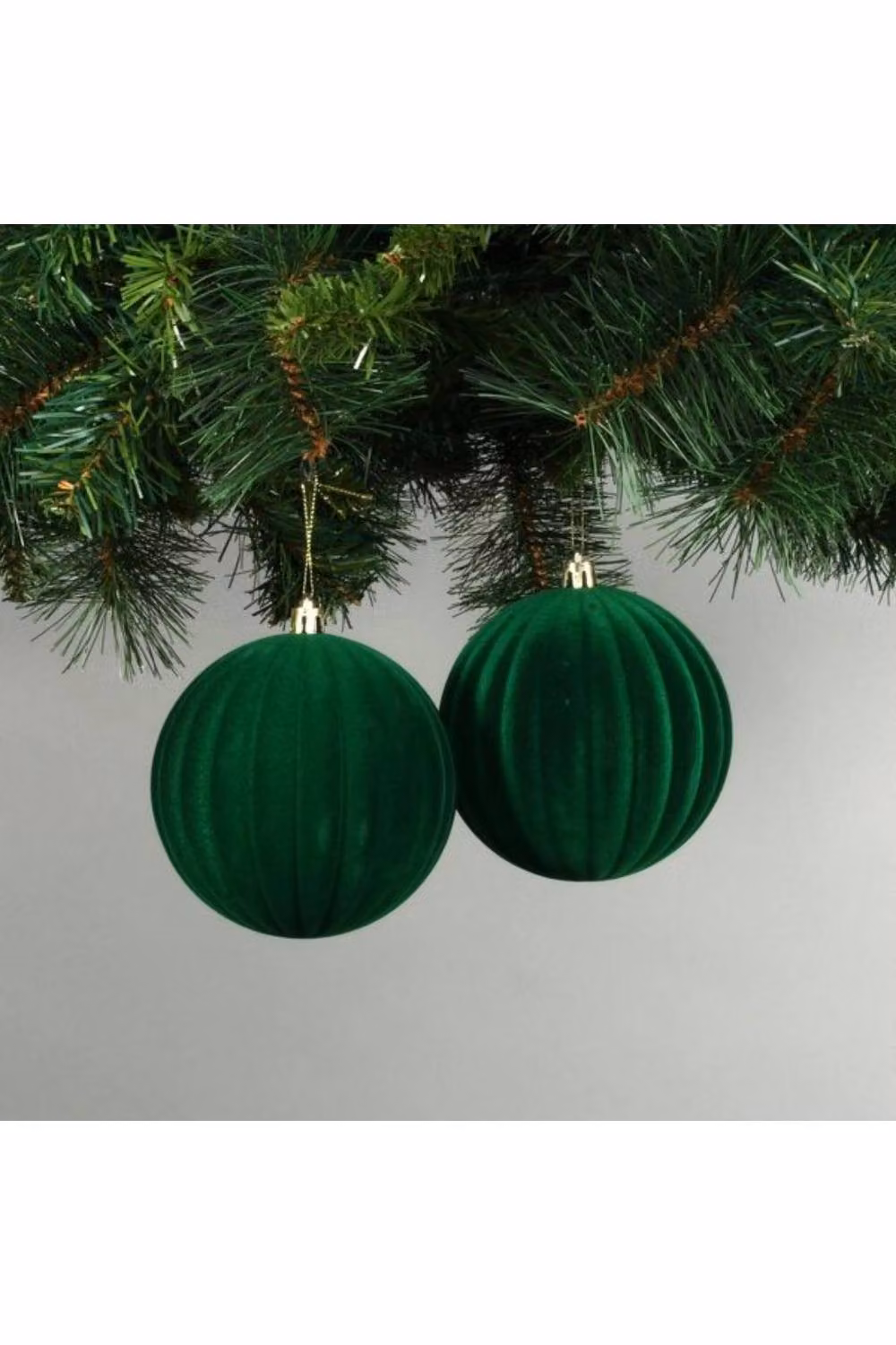 KDMD Set of 4 Green Velvet Watermelon Christmas Baubles, Diameter: 10 cm – 2