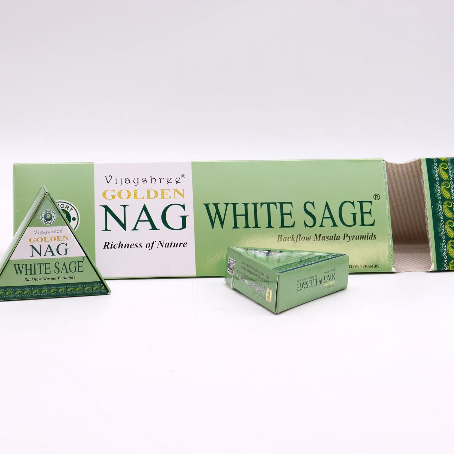 KDMD Jumbo Golden Nag White Sage Backflow Incense Cones, Green, 42g – 3