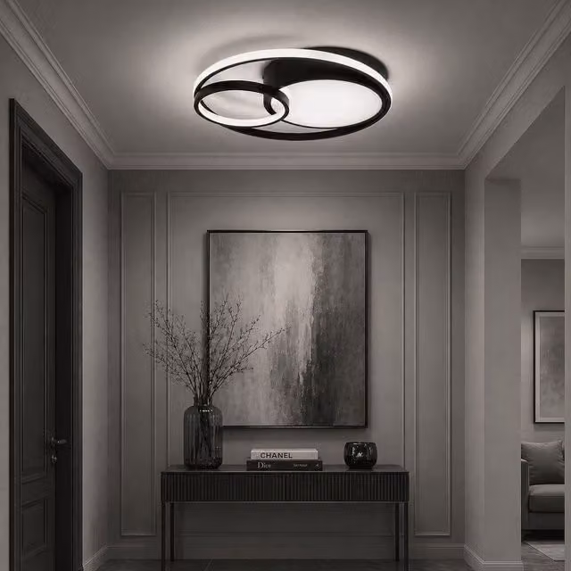Pagazzi Adara Modern Round LED Flush Ceiling Light in Matt Black