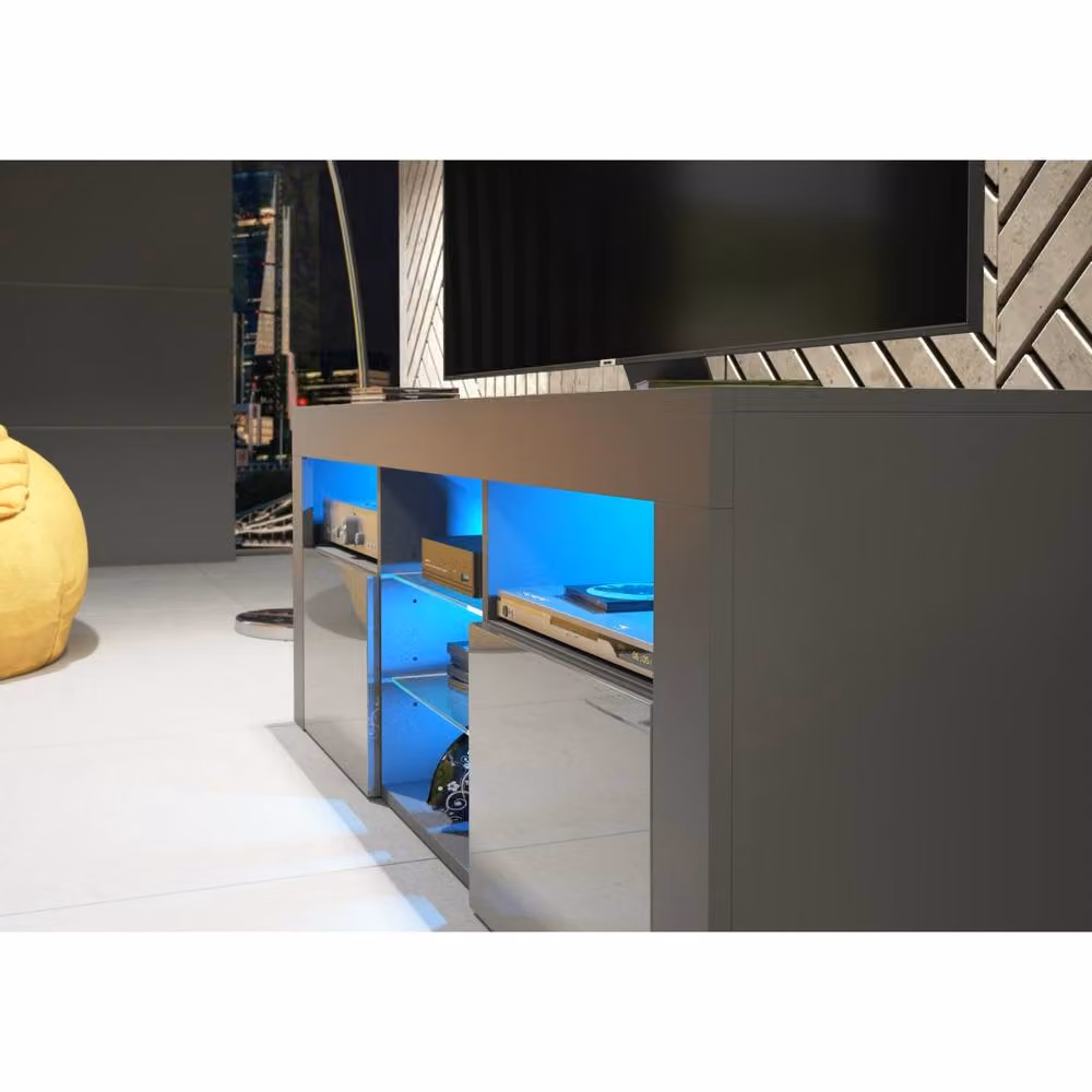 Mex Furniture LTD Pulse TV Unit in Dark Grey with Glossy Doors, W: 145 cm, H: 53 cm, D: 35 cm – 3