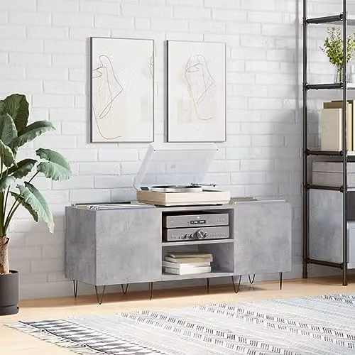 vidaXL Record Cabinet in Concrete Grey, W/D/H: 121 x 38 x 48 cm – 2