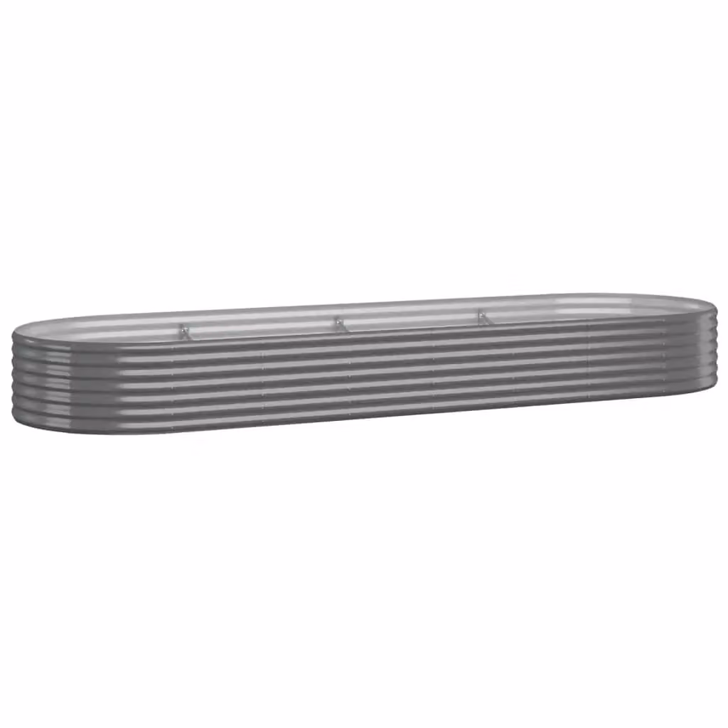 Berkfield Home Garden Grey Powder-coated Steel Raised Bed W/D/H: 322 x 100 x 36 cm – 2
