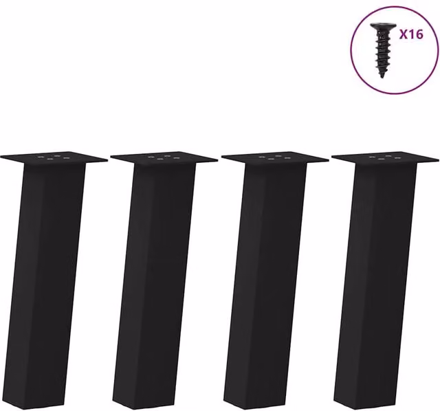 Berkfield Home Steel Coffee Table Legs, 4 Pieces, Black Matt, Height: 30 cm