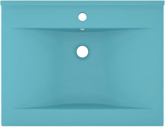 Berkfield Home Luxury Ceramic Basin with Faucet Hole in Matt Light Green, W: 60 cm, D: 46 cm