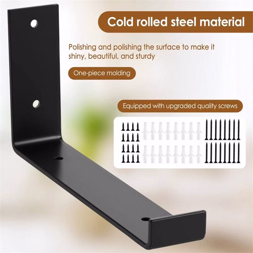 SPETLEK 8 Pack Heavy Duty Industrial Iron Wall Brackets in Matt Black – 5
