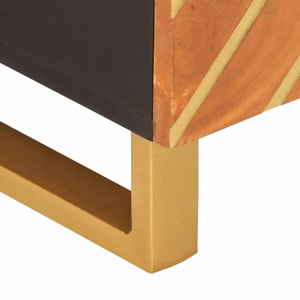 Berkfield Home Beautiful Modern Mango Wood Coffee Table in Brown and Black, W: 80 cm, D: 50 cm, H: 40 cm – 5