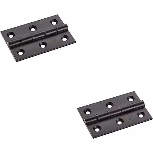 Loops 2 Pack Matt Black Brass Washered Butt Hinges W/D/H: 76 x 50 x 2.5 mm