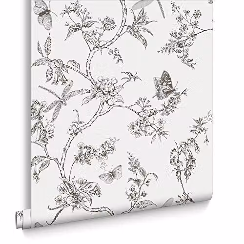 Graham & Brown Nature Trail White Mica Floral Wallpaper Roll