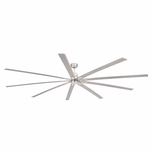 Netlighting Manhattan Modern Ceiling Fan in Grey and Nickel with 9 Blades, LED 15 W, Warm White, Dimmable with Remote Control, Diameter: 244 cm