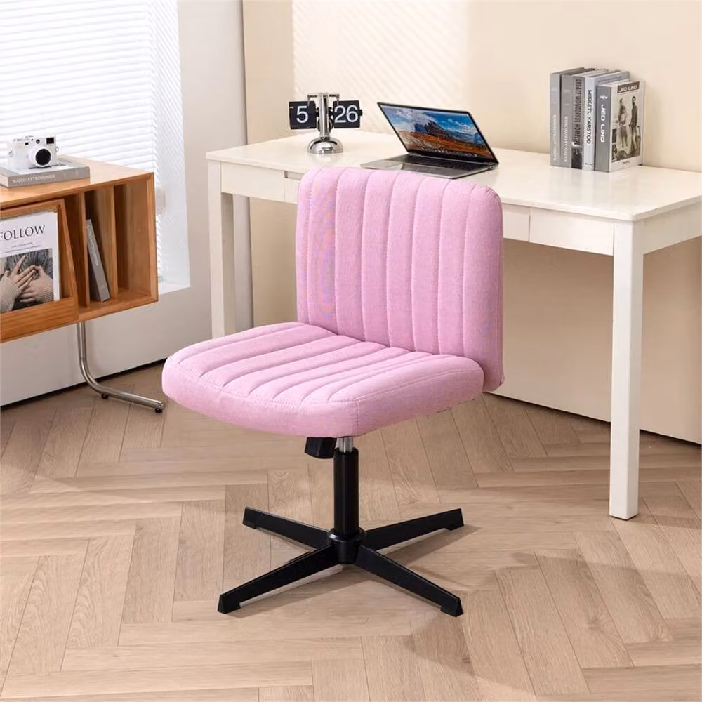 KORVIXA Pink Fabric Padded Armless Chair – 2