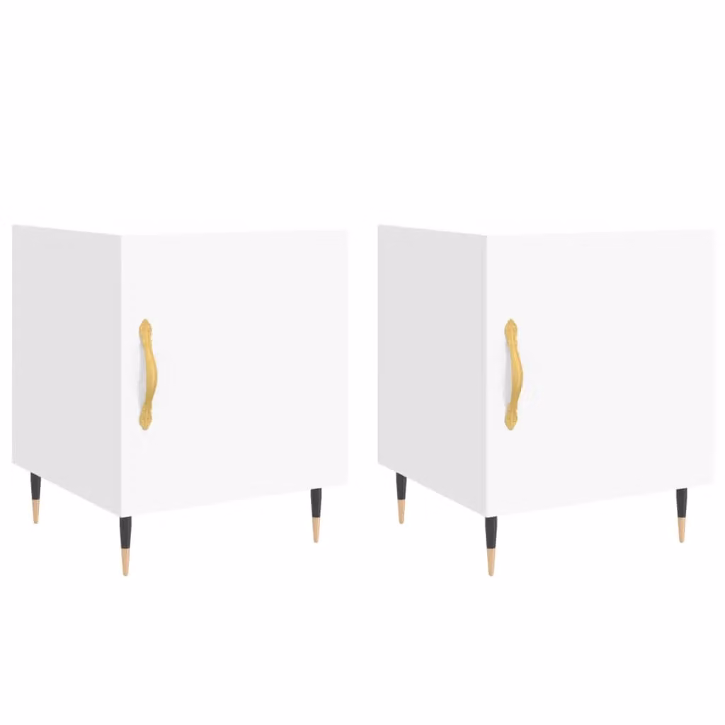 Berkfield Home Set of 2 White Modern Bedside Cabinets, W/D/H: 40 x 40 x 50 cm