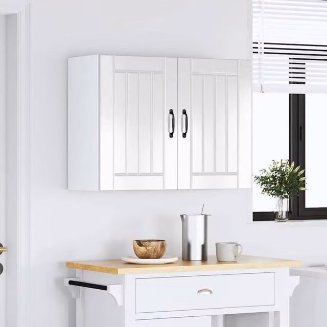 Berkfield Home Lucca High Gloss White Wall Mounted Kitchen Cabinet with Glass Doors