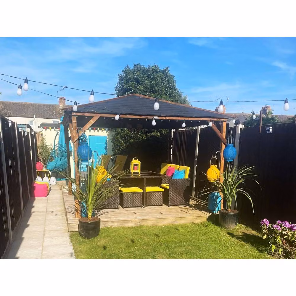 Dunster House Utopia 300 Wooden Gazebo in Brown with Roofing Felt, W/D/H: 300 x 300 x 250 cm – 7