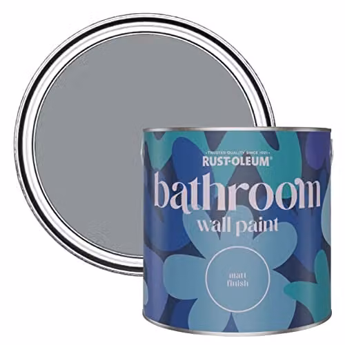 Rust-Oleum Matt Water-Based Bathroom Wall and Ceiling Paint in Anthracite Grey, 2.5L