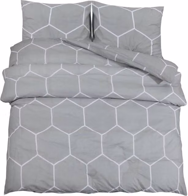 Berkfield Home Grey Cotton Duvet Cover and Pillowcase Set, W: 260 cm, D: 240 cm